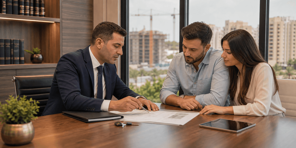עורך דין מקרקעין בבאר יעקב מלווה זוג בבדיקת חוזה ותוכניות דירה חדשה